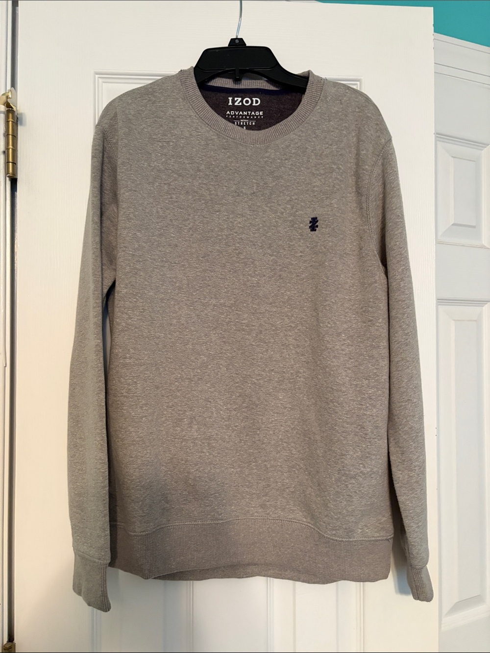 Izod Light Gray Crewneck Sweater with Embroidered Logo